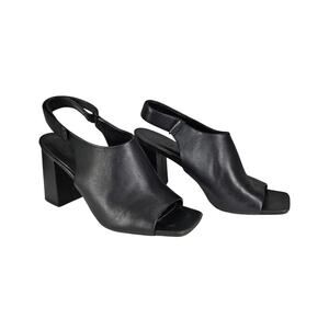 VINCE NIARA WOMEN'S BLACK SLINGBACK BLOCK HEEL SANDAL LEATHER SIZE 9M